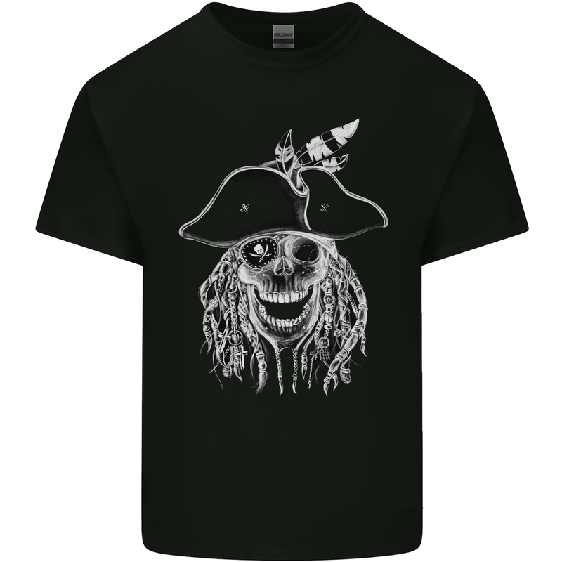 Skull Pirate Mens Cotton T-Shirt Tee Top Black