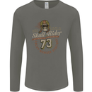 Skull Rider Motorcycle Biker Motorbike Mens Long Sleeve T-Shirt Charcoal