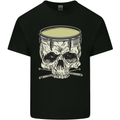 Skull Snare Drum Drummer Drumming Mens Cotton T-Shirt Tee Top Black