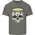 Skull Snare Drum Drummer Drumming Mens Cotton T-Shirt Tee Top Charcoal