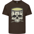 Skull Snare Drum Drummer Drumming Mens Cotton T-Shirt Tee Top Dark Chocolate