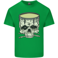 Skull Snare Drum Drummer Drumming Mens Cotton T-Shirt Tee Top Irish Green
