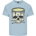 Skull Snare Drum Drummer Drumming Mens Cotton T-Shirt Tee Top Light Blue