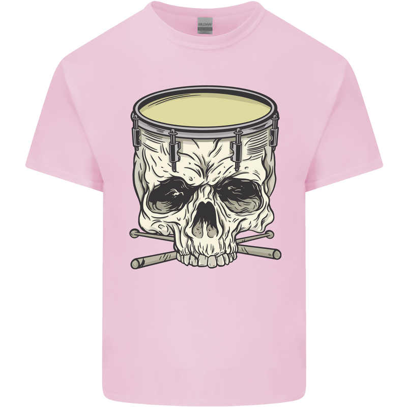 Skull Snare Drum Drummer Drumming Mens Cotton T-Shirt Tee Top Light Pink