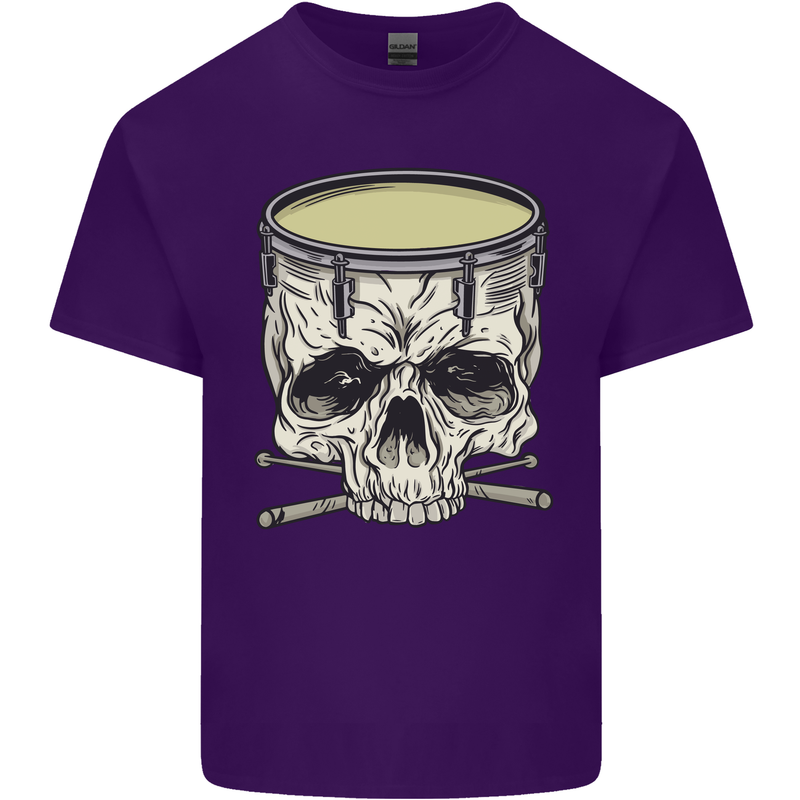 Skull Snare Drum Drummer Drumming Mens Cotton T-Shirt Tee Top Purple