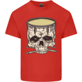 Skull Snare Drum Drummer Drumming Mens Cotton T-Shirt Tee Top Red