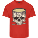 Skull Snare Drum Drummer Drumming Mens Cotton T-Shirt Tee Top Red