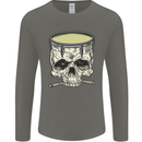 Skull Snare Drum Drummer Drumming Mens Long Sleeve T-Shirt Charcoal