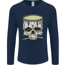 Skull Snare Drum Drummer Drumming Mens Long Sleeve T-Shirt Navy Blue