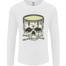 Skull Snare Drum Drummer Drumming Mens Long Sleeve T-Shirt White