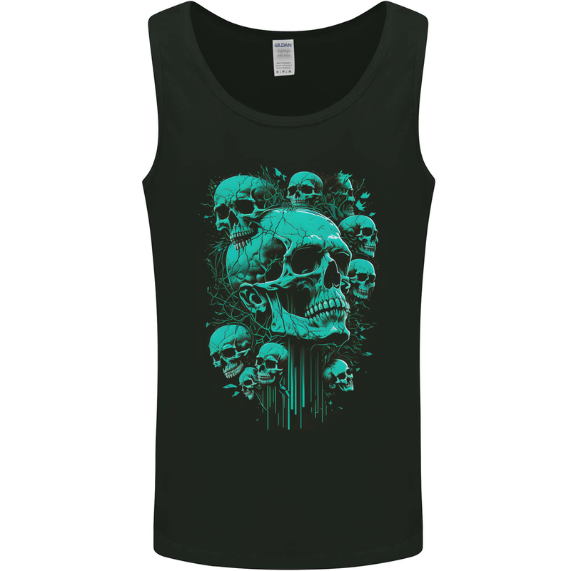 Skull Time Gothic Heavy Metal Rock Music Biker Mens Vest Tank Top Black