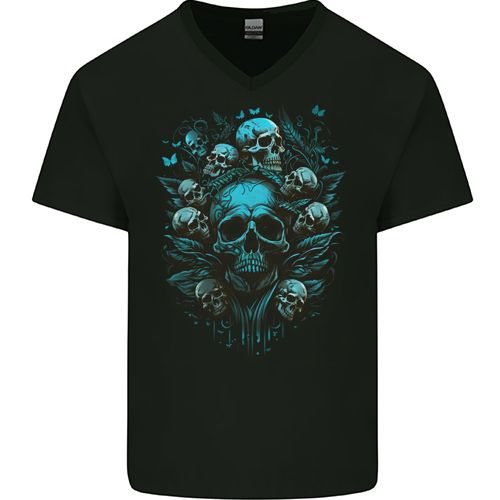 Skull Tree Gothic Heavy Metal Rock Music Biker Mens Womens Kids Unisex Black Mens V-Neck T-Shirt