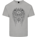 Skull Wings Viking Gothic  Wings Gym Biker Kids T-Shirt Childrens Sports Grey