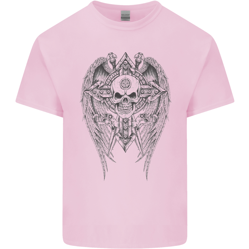 Skull Wings Viking Gothic  Wings Gym Biker Mens Cotton T-Shirt Tee Top Light Pink