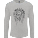 Skull Wings Viking Gothic  Wings Gym Biker Mens Long Sleeve T-Shirt Sports Grey