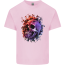 Skull With Spider Flowers and Spider Mens Cotton T-Shirt Tee Top Light Pink