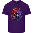 Skull With Spider Flowers and Spider Mens Cotton T-Shirt Tee Top Purple
