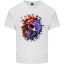 Skull With Spider Flowers and Spider Mens Cotton T-Shirt Tee Top White