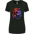 Skull With Spider Flowers and Spider Womens Wider Cut T-Shirt Black