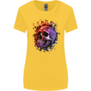 Skull With Spider Flowers and Spider Womens Wider Cut T-Shirt Yellow