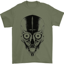 Skull With a Sword Gothic Heavy Metal Rock Mens T-Shirt Cotton Gildan Military Green