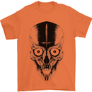 Skull With a Sword Gothic Heavy Metal Rock Mens T-Shirt Cotton Gildan Orange