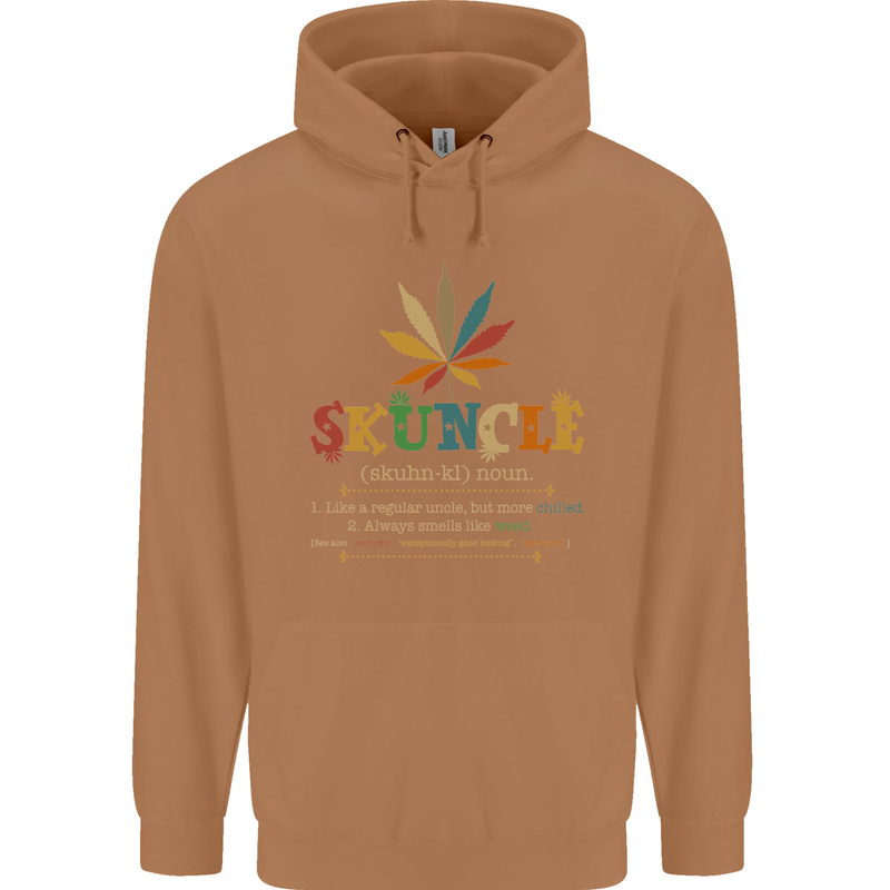 Skuncle Uncle That Smokes Weed Funny Drugs Mens 80% Cotton Hoodie Caramel Latte