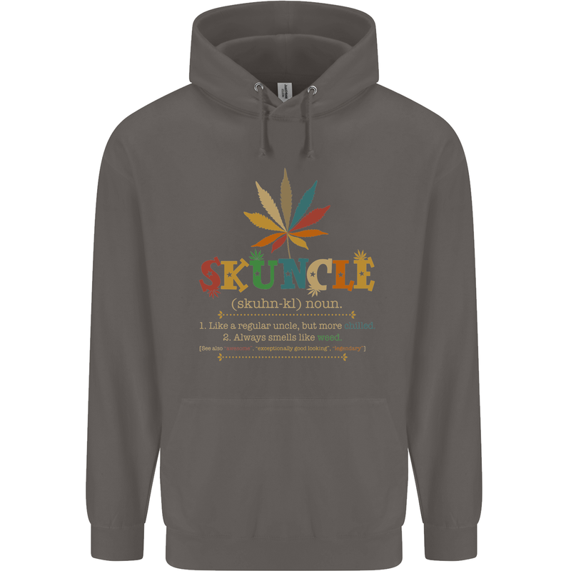 Skuncle Uncle That Smokes Weed Funny Drugs Mens 80% Cotton Hoodie Charcoal