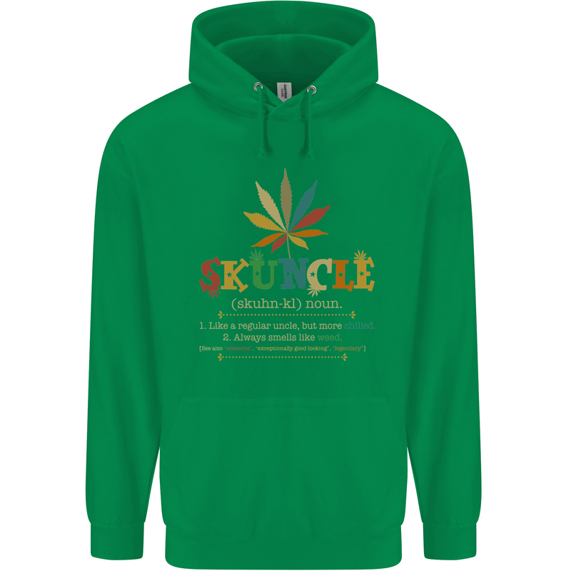 Skuncle Uncle That Smokes Weed Funny Drugs Mens 80% Cotton Hoodie Irish Green