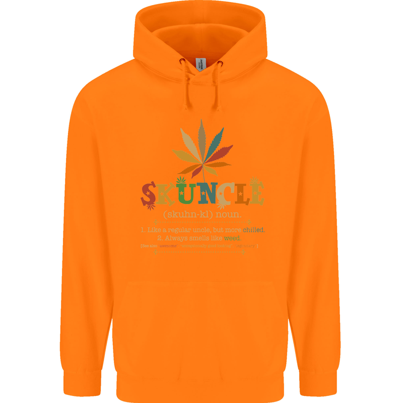 Skuncle Uncle That Smokes Weed Funny Drugs Mens 80% Cotton Hoodie Orange