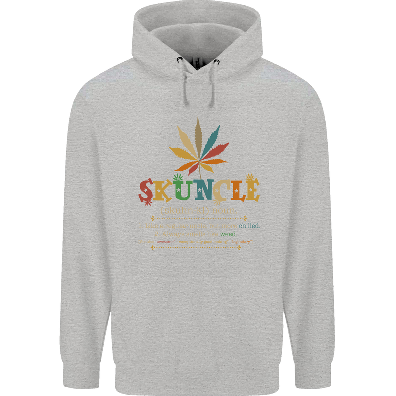 Skuncle Uncle That Smokes Weed Funny Drugs Mens 80% Cotton Hoodie Sports Grey