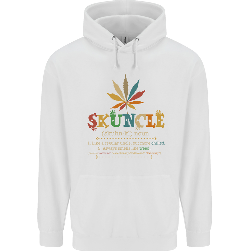 Skuncle Uncle That Smokes Weed Funny Drugs Mens 80% Cotton Hoodie White