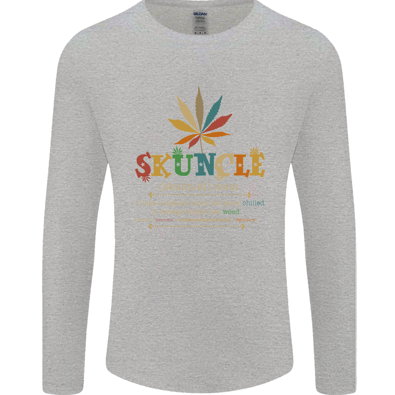 Skuncle Uncle That Smokes Weed Funny Drugs Mens Long Sleeve T-Shirt Sports Grey