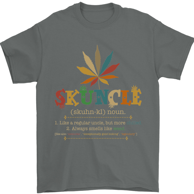 Skuncle Uncle That Smokes Weed Funny Drugs Mens T-Shirt Cotton Gildan Charcoal