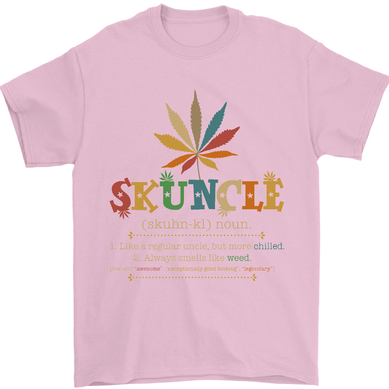 Skuncle Uncle That Smokes Weed Funny Drugs Mens T-Shirt Cotton Gildan Light Pink
