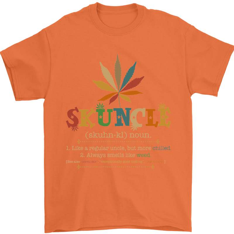 Skuncle Uncle That Smokes Weed Funny Drugs Mens T-Shirt Cotton Gildan Orange