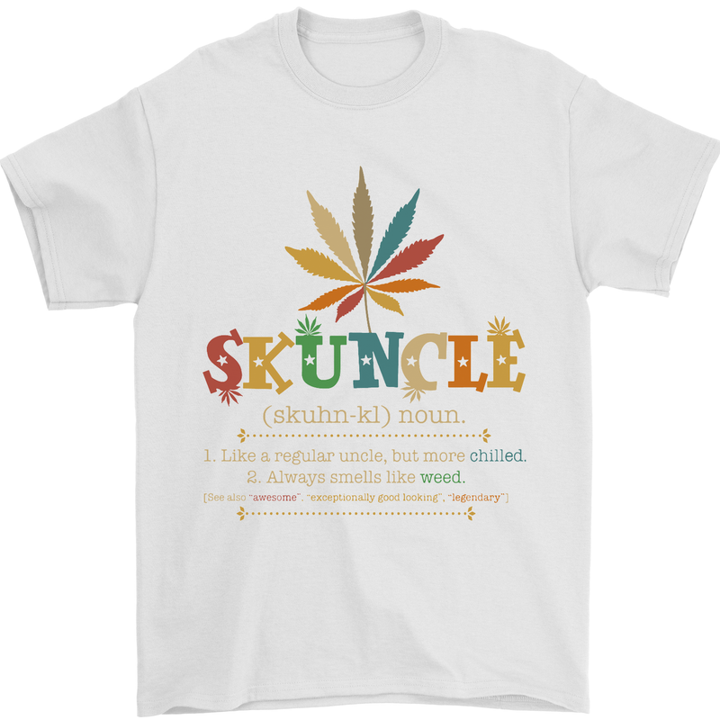 Skuncle Uncle That Smokes Weed Funny Drugs Mens T-Shirt Cotton Gildan White