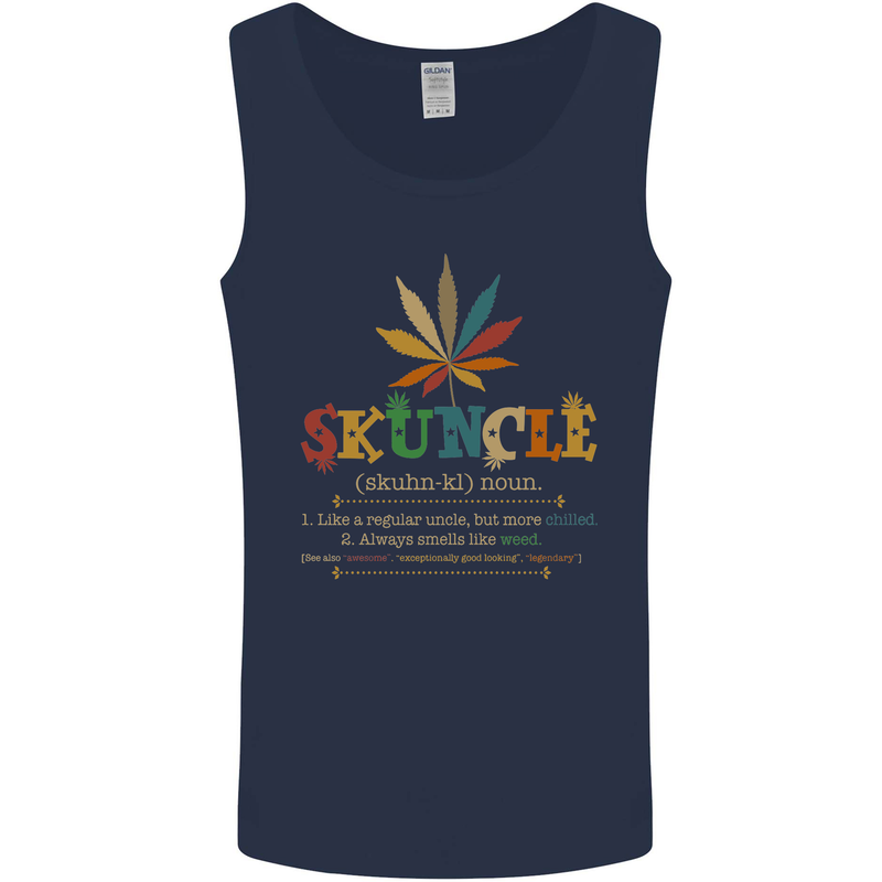 Skuncle Uncle That Smokes Weed Funny Drugs Mens Vest Tank Top Navy Blue