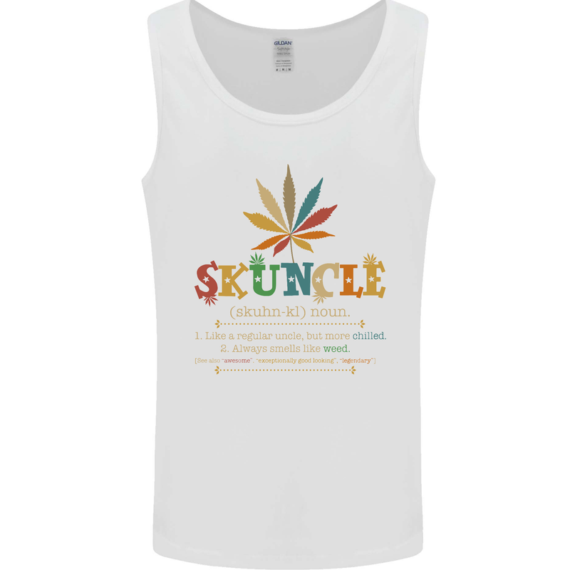 Skuncle Uncle That Smokes Weed Funny Drugs Mens Vest Tank Top White