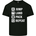 Skydiving Jump Land Pack Funny Skydiver Mens Cotton T-Shirt Tee Top Black