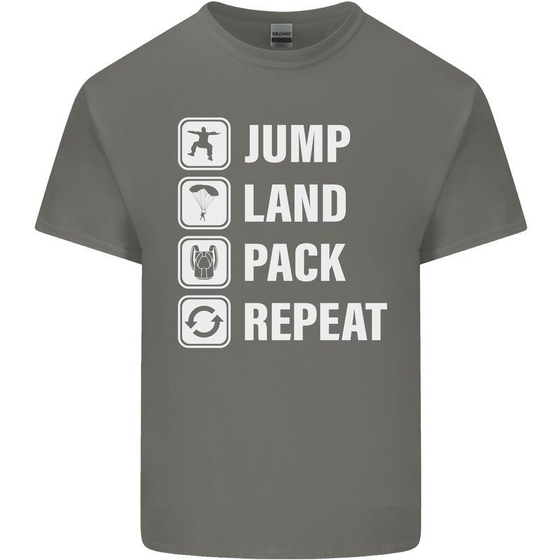 Skydiving Jump Land Pack Funny Skydiver Mens Cotton T-Shirt Tee Top Charcoal
