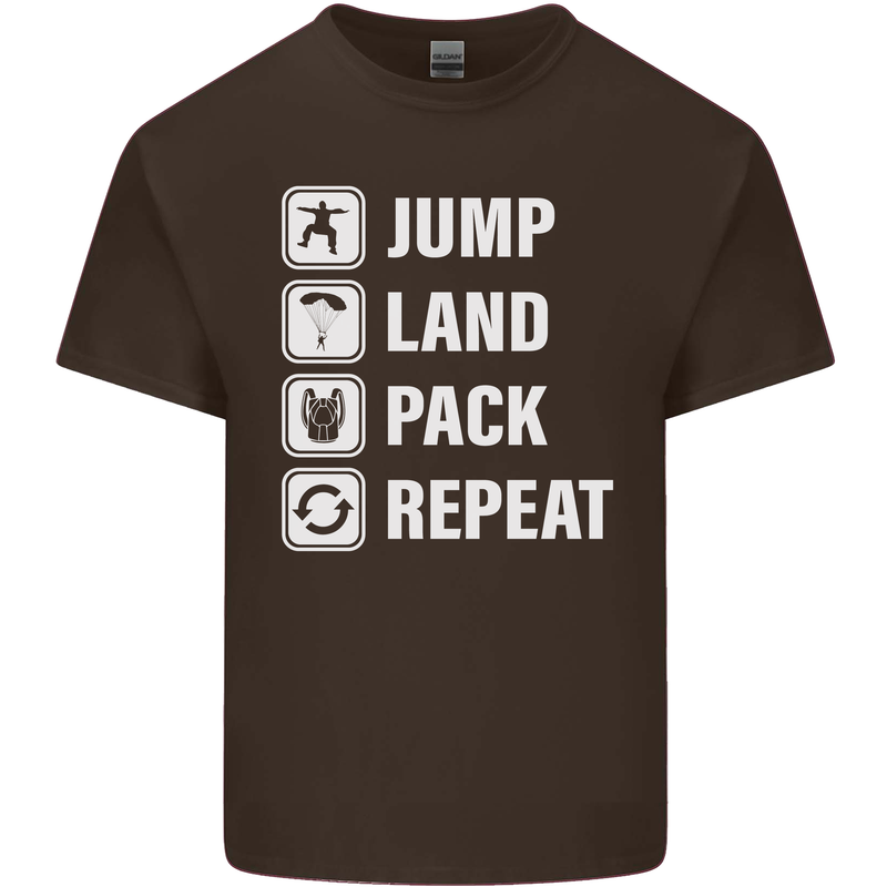 Skydiving Jump Land Pack Funny Skydiver Mens Cotton T-Shirt Tee Top Dark Chocolate