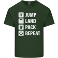 Skydiving Jump Land Pack Funny Skydiver Mens Cotton T-Shirt Tee Top Forest Green