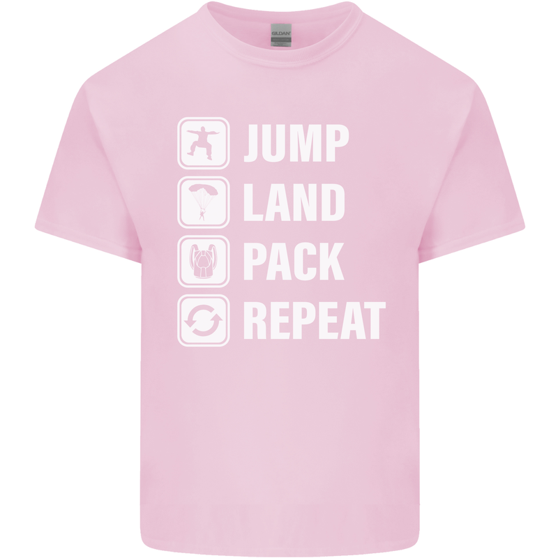 Skydiving Jump Land Pack Funny Skydiver Mens Cotton T-Shirt Tee Top Light Pink