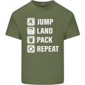 Skydiving Jump Land Pack Funny Skydiver Mens Cotton T-Shirt Tee Top Military Green