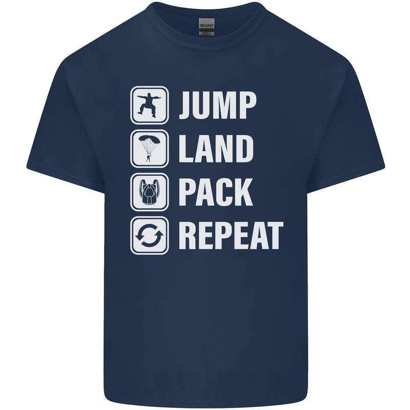 Skydiving Jump Land Pack Funny Skydiver Mens Cotton T-Shirt Tee Top Navy Blue