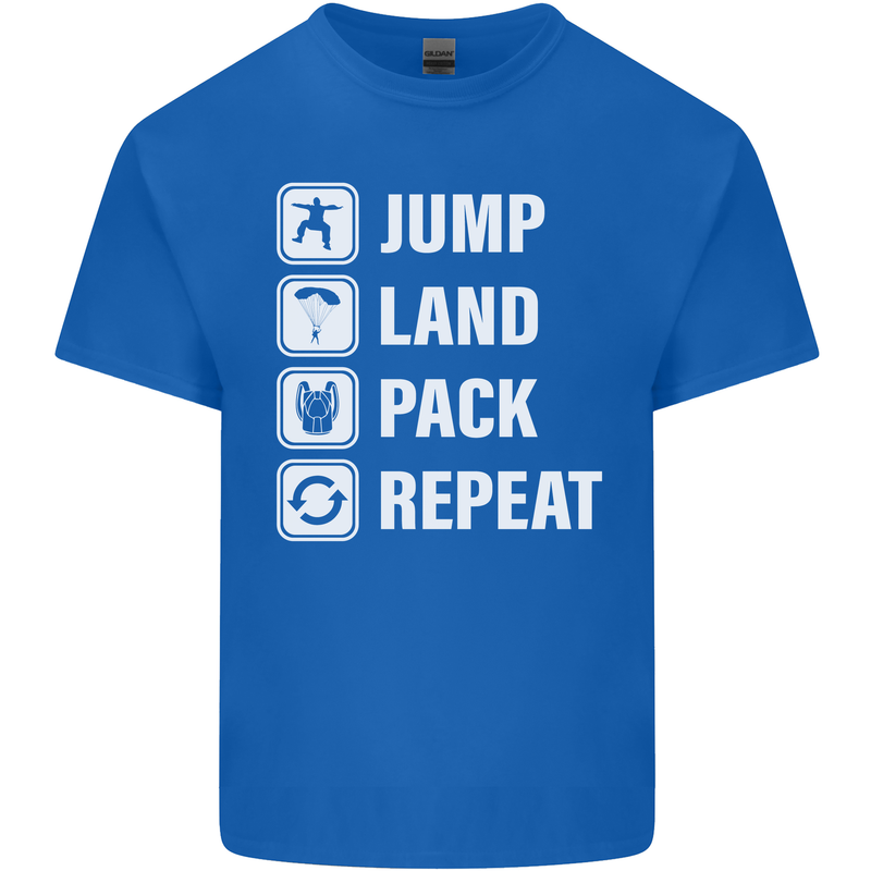 Skydiving Jump Land Pack Funny Skydiver Mens Cotton T-Shirt Tee Top Royal Blue