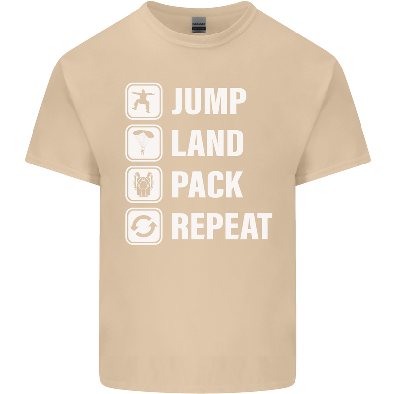 Skydiving Jump Land Pack Funny Skydiver Mens Cotton T-Shirt Tee Top Sand
