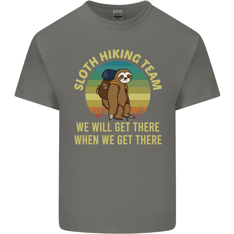 Sloth Hiking Team Funny Trekking Walking Mens Cotton T-Shirt Tee Top Charcoal