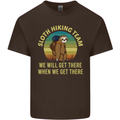 Sloth Hiking Team Funny Trekking Walking Mens Cotton T-Shirt Tee Top Dark Chocolate
